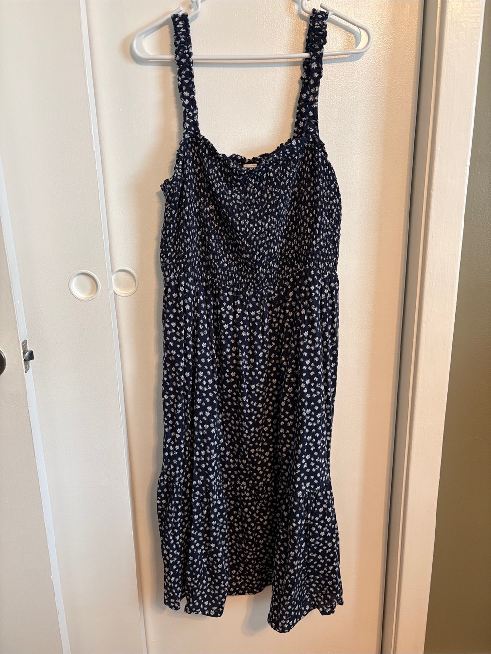 GAP Navy Blue Midi Sundress with White Floral Print